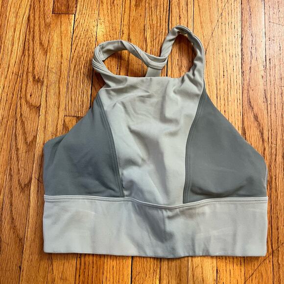 Athleta Radiant Colorblock Bra Womens Small Powervita Gray Green - Picture 1 of 8
